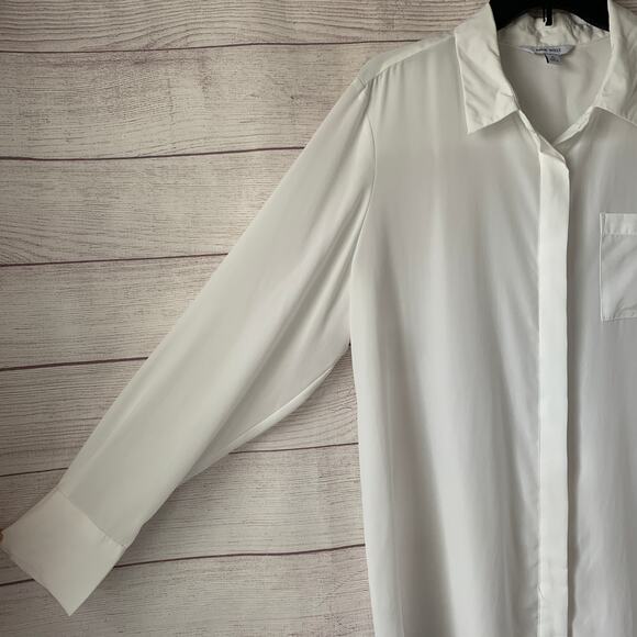 Nine West White Button Up Shirt Long Sleeve with Pocket Size XL - Picture 5 of 15